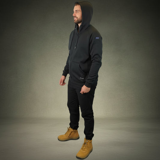 Coopers Waterproof Work Jacket Full Zip - Blizzard Hood C701 (Black) – front view