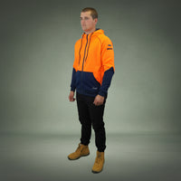 Coopers Hi-Vis Waterproof Work Jacket Full Zip - Blizzard Hood C701 (Orange Navy) – close-up detail