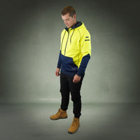 Coopers Hi-Vis Waterproof Work Jacket Full Zip - Blizzard Hood C701 (Yellow Navy) – side detail