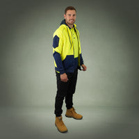 Coopers Hi-Vis Waterproof Work Jacket Full Zip - Blizzard Hood C701 (Yellow Navy) – front view