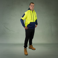 Coopers Hi-Vis Waterproof Work Jacket Full Zip - Blizzard Hood C701 (Yellow Navy) – fabric and stitching