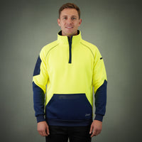 Coopers Hi-Vis Waterproof Work Jacket 1/4 Zip - Blizzard Hood C801 (Yellow Navy) – front view