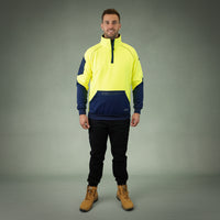 Coopers Hi-Vis Waterproof Work Jacket 1/4 Zip - Blizzard Hood C801 (Yellow Navy) – back view