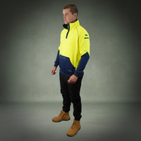Coopers Hi-Vis Waterproof Work Jacket 1/4 Zip - Blizzard Hood C801 (Yellow Navy) – side detail