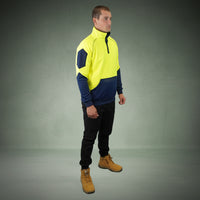 Coopers Hi-Vis Waterproof Work Jacket 1/4 Zip - Blizzard Hood C801 (Yellow Navy) – worn on-site