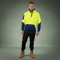 Coopers Hi-Vis Waterproof Work Jacket 1/4 Zip - Blizzard Hood C801 (Yellow Navy) – close-up detail