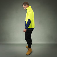 Coopers Hi-Vis Waterproof Work Jacket 1/4 Zip - Blizzard Hood C801 (Yellow Navy) – fabric and stitching