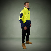 Coopers Hi-Vis Waterproof Work Jacket 1/4 Zip - Blizzard Hood C801 (Yellow Navy) – pocket detail