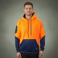 Coopers Hi-Vis Waterproof Work Jacket Pullover - Blizzard Hood C901 (Orange Navy) – front view