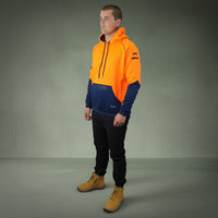 Coopers Hi-Vis Waterproof Work Jacket Pullover - Blizzard Hood C901 (Orange Navy) – side detail