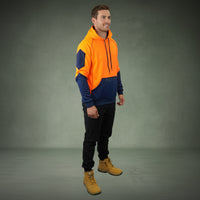 Coopers Hi-Vis Waterproof Work Jacket Pullover - Blizzard Hood C901 (Orange Navy) – close-up detail