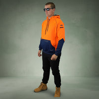 Coopers Hi-Vis Waterproof Work Jacket Pullover - Blizzard Hood C901 (Orange Navy) – pocket detail