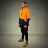 Coopers Hi-Vis Waterproof Work Jacket Pullover - Blizzard Hood C901 (Orange Navy) – full product shot