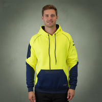 Coopers Hi-Vis Waterproof Work Jacket Pullover - Blizzard Hood C901 (Yellow Navy) – front view