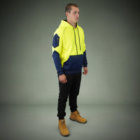 Coopers Hi-Vis Waterproof Work Jacket Pullover - Blizzard Hood C901 (Yellow Navy) – worn on-site