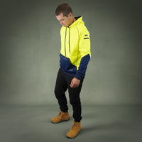 Coopers Hi-Vis Waterproof Work Jacket Pullover - Blizzard Hood C901 (Yellow Navy) – close-up detail