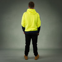 Coopers Hi-Vis Waterproof Work Jacket Pullover - Blizzard Hood C901 (Yellow Navy) – fabric and stitching