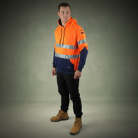 Coopers Hi-Vis Waterproof Work Jacket with 3M Tape - Blizzard Hood Pullover C601 (Orange/Navy) – side detail