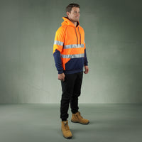 Coopers Hi-Vis Waterproof Work Jacket with 3M Tape - Blizzard Hood Pullover C601 (Orange/Navy) – close-up detail