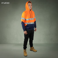 Coopers Hi-Vis Waterproof Work Jacket with 3M Tape - Blizzard Hood Pullover C601 (Orange/Navy) – pocket detail