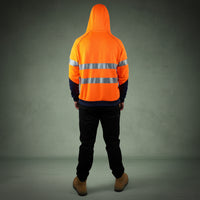 Coopers Hi-Vis Waterproof Work Jacket with 3M Tape - Blizzard Hood Pullover C601 (Orange/Navy) – full product shot