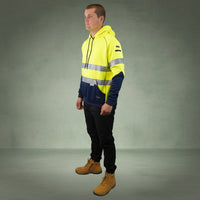 Coopers Hi-Vis Waterproof Work Jacket with 3M Tape - Blizzard Hood Pullover C601 (Yellow/Navy) – close-up detail
