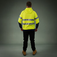 Coopers Hi-Vis Waterproof Work Jacket with 3M Tape - Blizzard Hood Pullover C601 (Yellow/Navy) – pocket detail