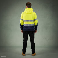 Coopers Hi-Vis Waterproof Work Jacket with 3M Tape - Blizzard Hood Pullover C601 (Yellow/Navy) – full product shot