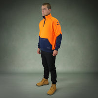 Coopers Hi-Vis Waterproof Work Jacket 1/4 Zip - Blizzard Hood C801 (Orange Navy) – back view