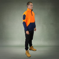 Coopers Hi-Vis Waterproof Work Jacket 1/4 Zip - Blizzard Hood C801 (Orange Navy) – close-up detail