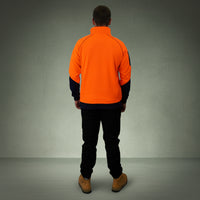 Coopers Hi-Vis Waterproof Work Jacket 1/4 Zip - Blizzard Hood C801 (Orange Navy) – fabric and stitching
