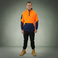 Coopers Hi-Vis Waterproof Work Jacket 1/4 Zip - Blizzard Hood C801 (Orange Navy) – side detail