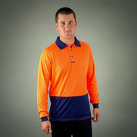 Coopers Hi-Vis Long Sleeve Work Polo - Coopers Elite C502 (Orange/Navy) – pocket detail