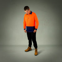 Coopers Hi-Vis Long Sleeve Work Polo - Coopers Elite C502 (Orange/Navy) – close-up detail