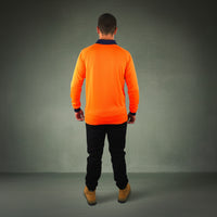 Coopers Hi-Vis Long Sleeve Work Polo - Coopers Elite C502 (Orange/Navy) – fabric and stitching