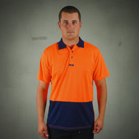 Coopers Hi-Vis Short Sleeve Work Polo - Coopers Elite C501 (Orange/Navy) – back view