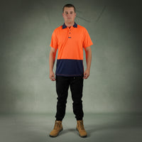 Coopers Hi-Vis Short Sleeve Work Polo - Coopers Elite C501 (Orange/Navy) – close-up detail