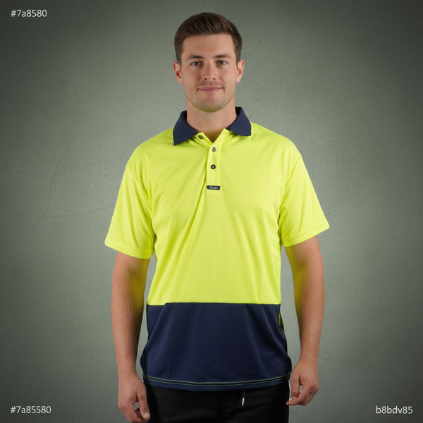 Coopers Hi-Vis Short Sleeve Work Polo - Elite C501 (Yellow/Navy)