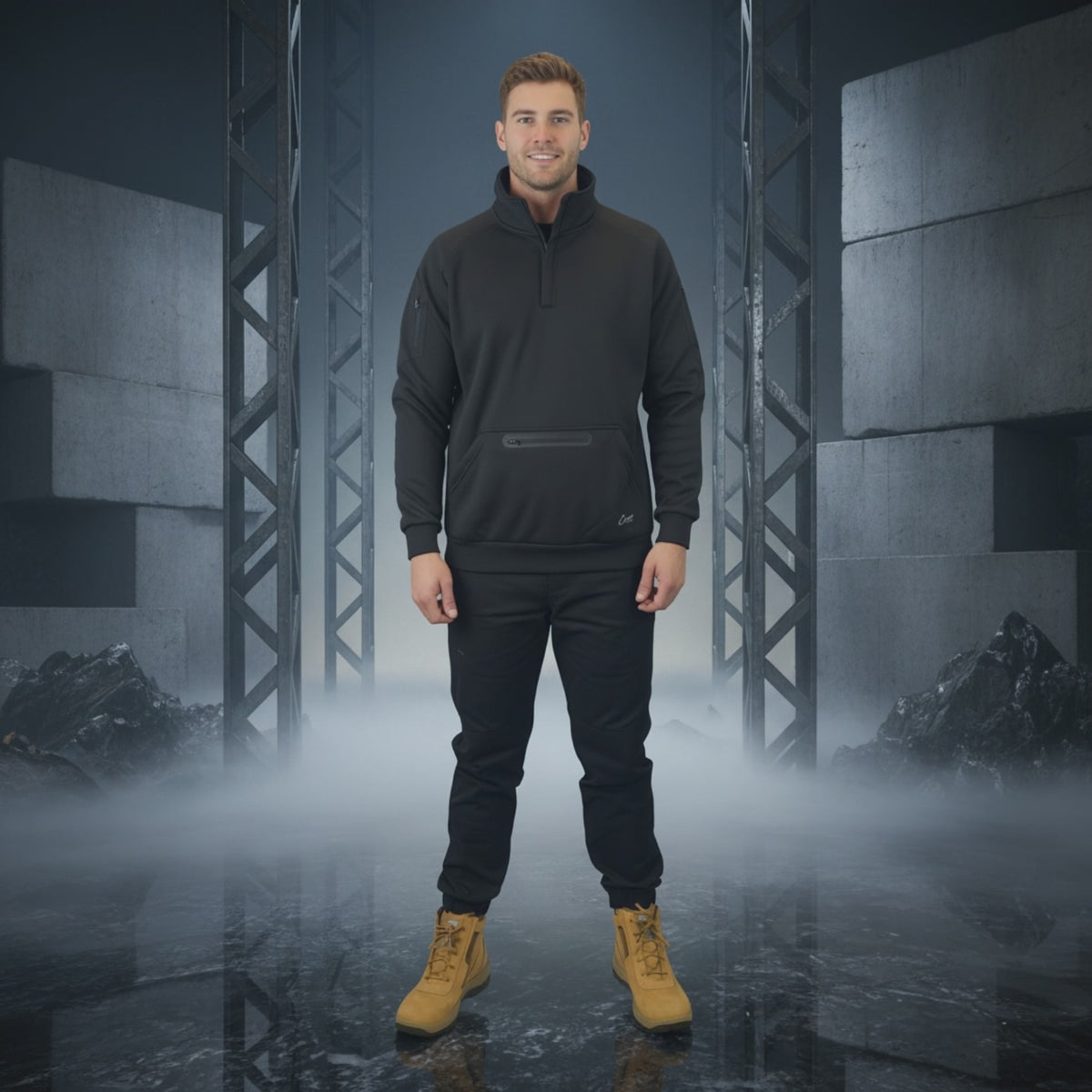Coopers Waterproof Work Jacket 1/4 Zip - Blizzard Hood C801 (Black)